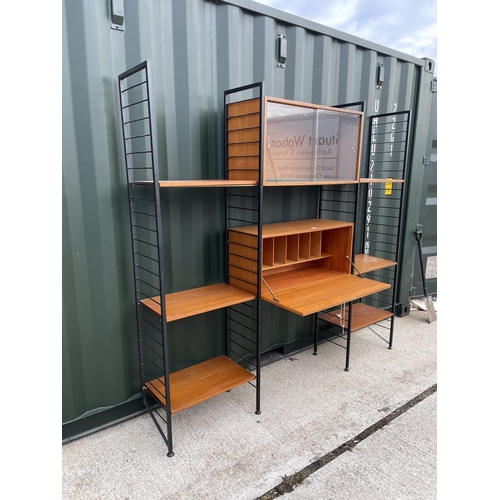 16 - A mid century ladderax home office storage system by staples. Central bureau and cabinet sections fl... 