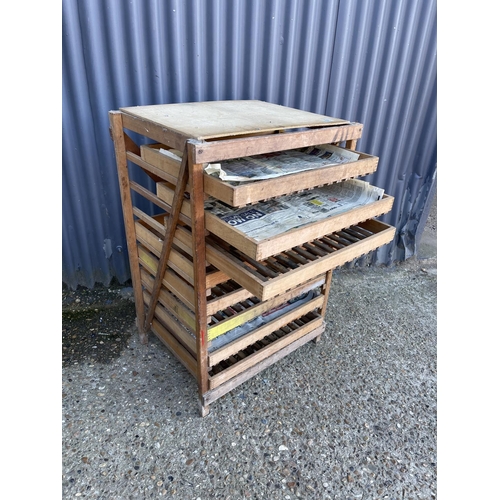 169 - A vintage wooden veg rack