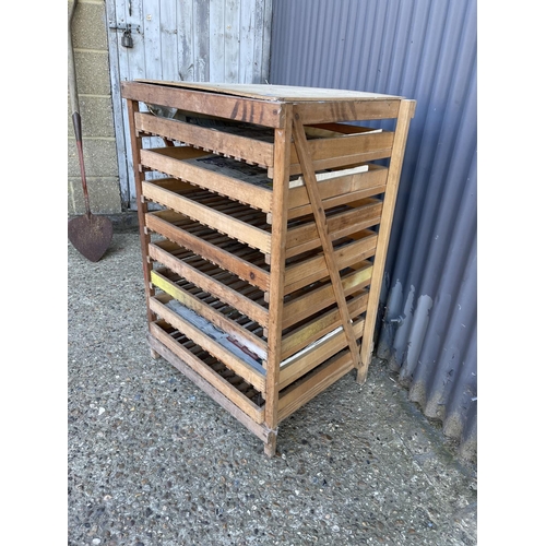 169 - A vintage wooden veg rack