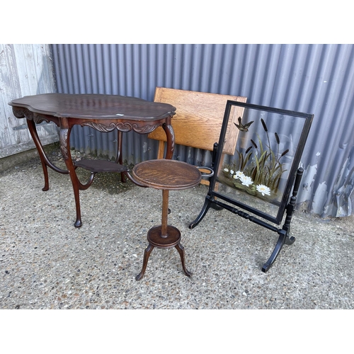 175 - A Victorian mahogany occasional table together with an oak wine table, folding table and a glass fir... 