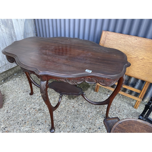 175 - A Victorian mahogany occasional table together with an oak wine table, folding table and a glass fir... 
