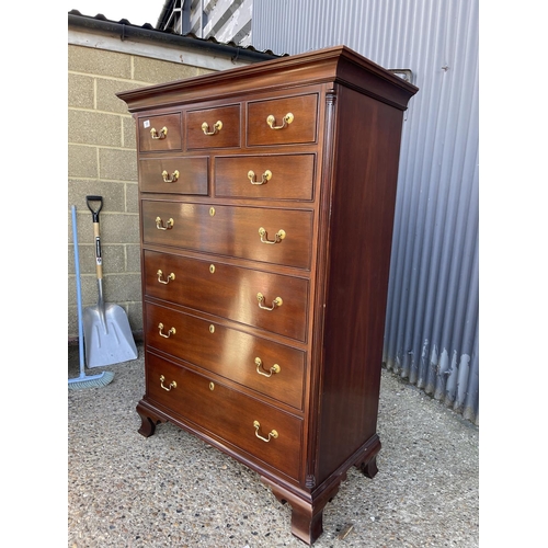 184 - A large reproduction mahogany tallboy chest of drawers 112x56x164