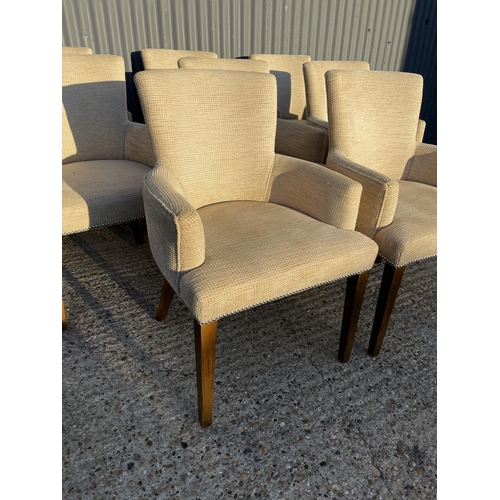 202 - Set of eight beige upholstered tub shape dining chairs