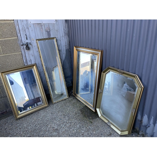 206 - Four large gold gilt wall mirrors