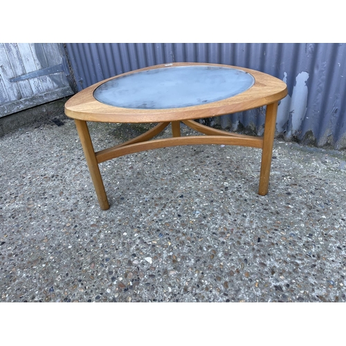 210 - A mid century nathan teak coffee table with drop in glass top