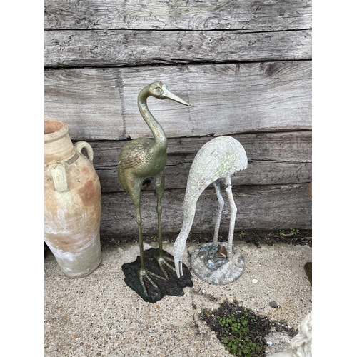 446 - Two metal garden crane statues (tallest 78cm)