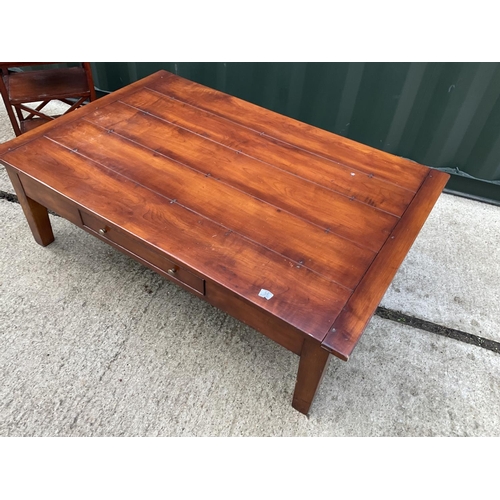 54 - A large single drawer coffee table by ETHAN ALLEN together with a matching side table