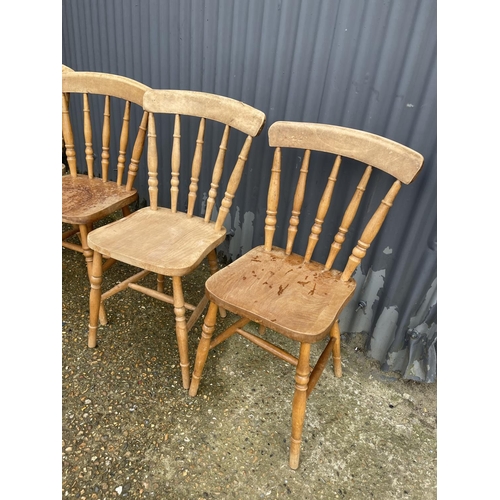 90 - Four country pine kitchen chairs