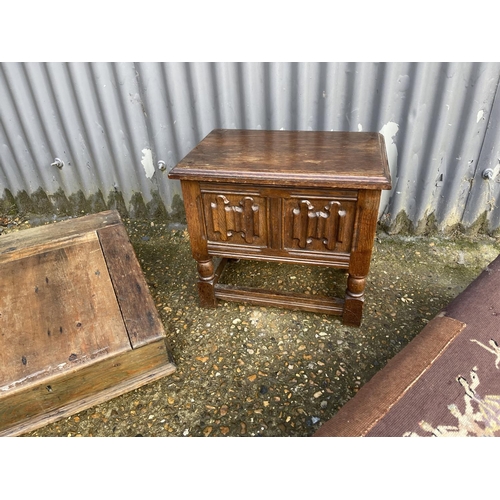 95 - Vintage writing slope, oak box and stool