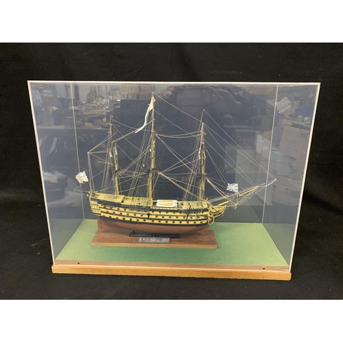 579 - Cased model of HMS Victory, 1765, 610 x 23 x 48cms