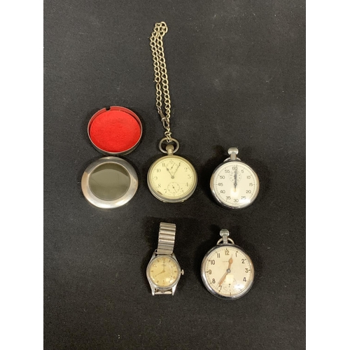 599 - 2 pocket watches, stop Watch and Vintage Avia Gents watch