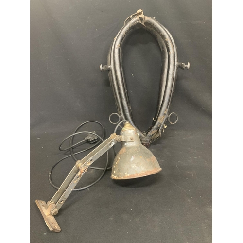 617 - Vintage work lamp and horse collar