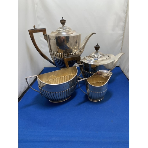 825 - Hallmarked Silver four piece tea and coffee set, total gross weight 43.8 ozt