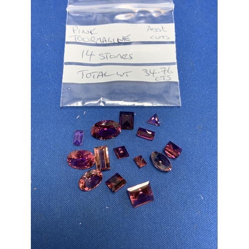 890I - A parcel of 14 Pink Tourmalines assorted cuts 34.76 total carats