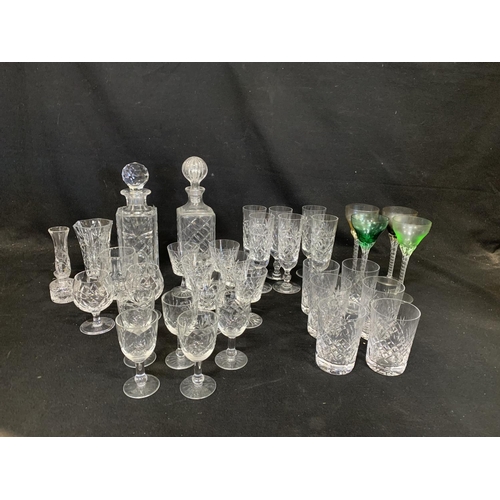 961 - Two cut glass Decanters and collection of drinking glasses