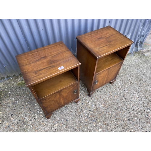 111 - A pair of walnut pot cupboard besides