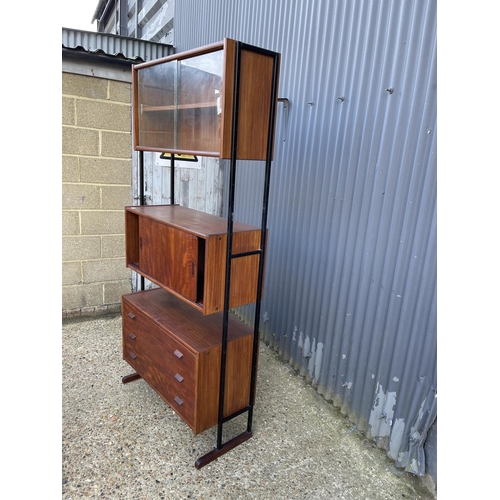 112 - A mid century Avalon /  ladderax style lounge unit with cabinet top, bureau and three drawers