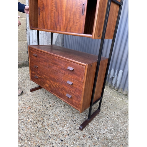 112 - A mid century Avalon /  ladderax style lounge unit with cabinet top, bureau and three drawers