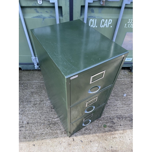 321 - A vintage green painted three drawer filing cabinet