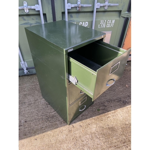 321 - A vintage green painted three drawer filing cabinet