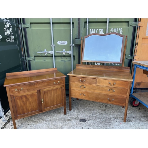 353 - An Edwardian mahogany bedroom pair consisting of a four drawer dressing chest together with a washst... 