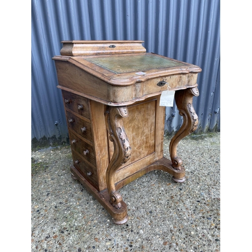 357 - A victorian walnut bureau with four drawers and four dummy drawers