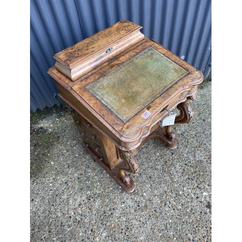 357 - A victorian walnut bureau with four drawers and four dummy drawers