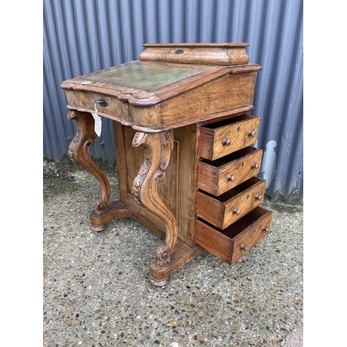 357 - A victorian walnut bureau with four drawers and four dummy drawers