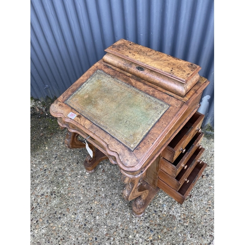 357 - A victorian walnut bureau with four drawers and four dummy drawers