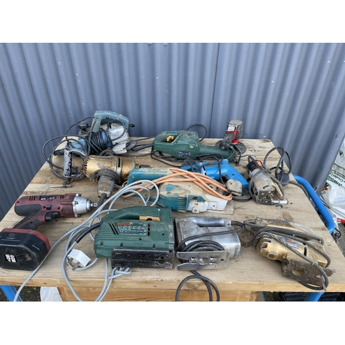 455 - 12 assorted power tools inc saws, planer, grinder, jigsaw, polisher etc