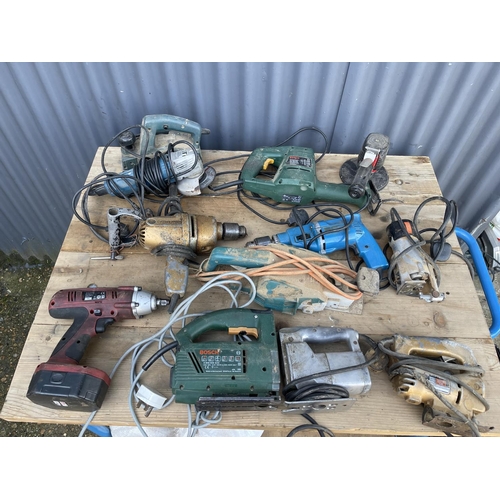 455 - 12 assorted power tools inc saws, planer, grinder, jigsaw, polisher etc