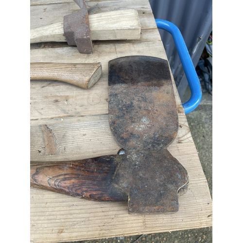 461 - Two antique axes and two mattocks