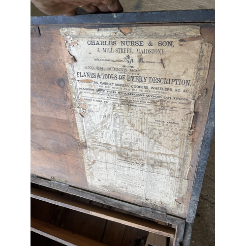 470 - A carpenters box labelled Charles Nurse & Son, Maidstone and remaining contents