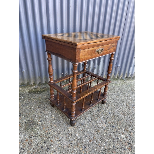 72 - An Edwardian inlaid fold over games table with drawer