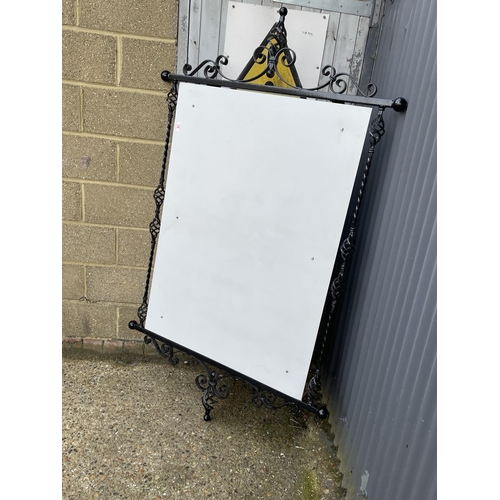 91 - A large iron framed sign board 187x112