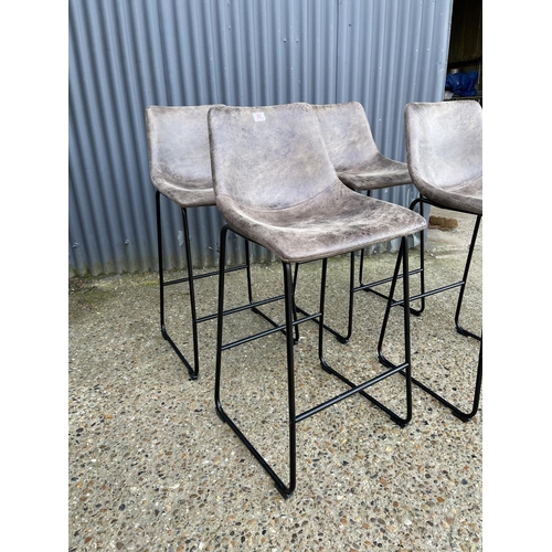 92 - A set of four modern grey suede bar stools 170x63x114