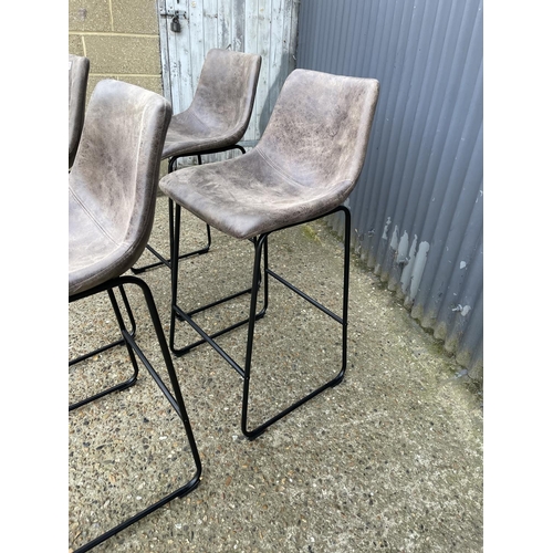 92 - A set of four modern grey suede bar stools 170x63x114