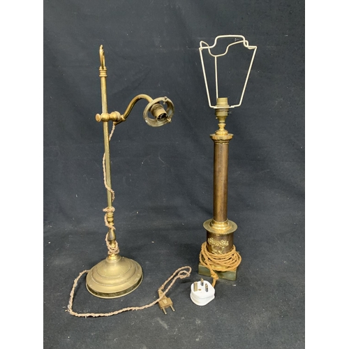 1046 - Two brass Table lamps in need of rewiring