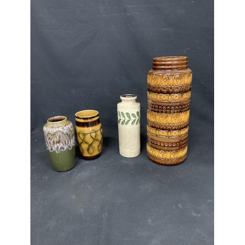 1048 - Two West German vases tallest 41 cms and two other pottery vases