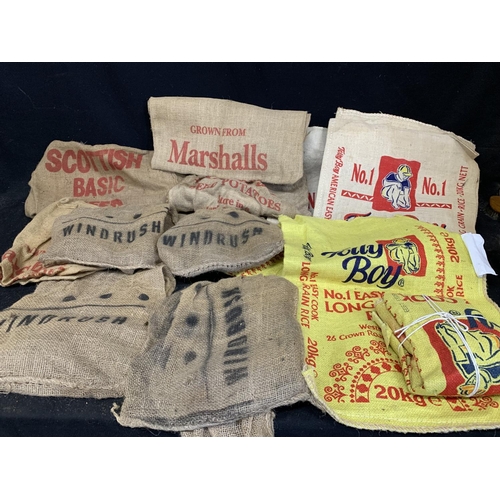 1061 - 14 vintage printed Hessian Sacks