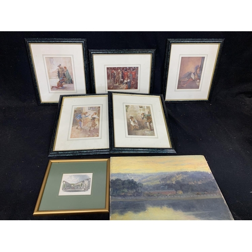 1072 - Set of five Russell Flint prints and two other pictures