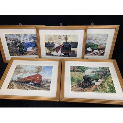 1073 - Five framed Steam Railway prints by Alexander J Smith