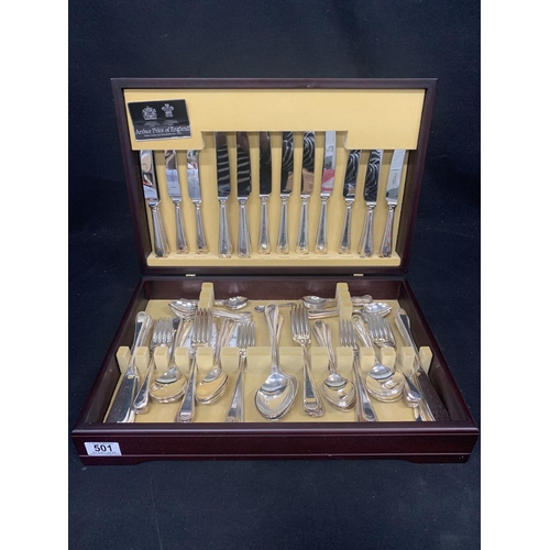 501 - Arthur Price Canteen of Bead Pattern Cutlery, eight place settings plus additional teaspoons