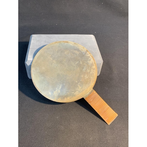 525 - Chinese white metal hand mirror,  18 cms diameter