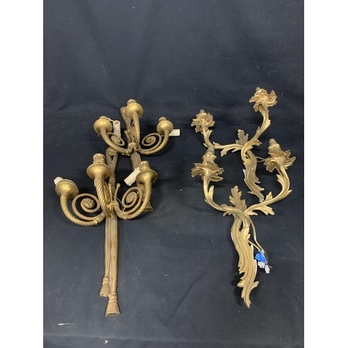 583 - Four heavy antique gilt brass wall brackets for restoration