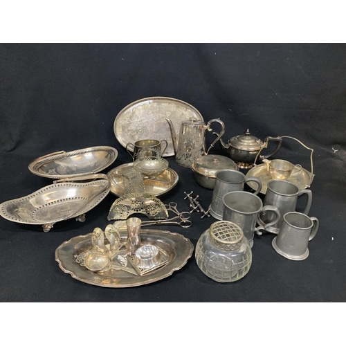 592 - Collection of pewter and plated ware