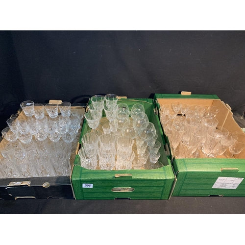 595 - Three trays of good quality drinking glasses