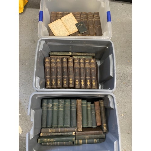 599 - Three boxes of old volumes including hand written recipe book