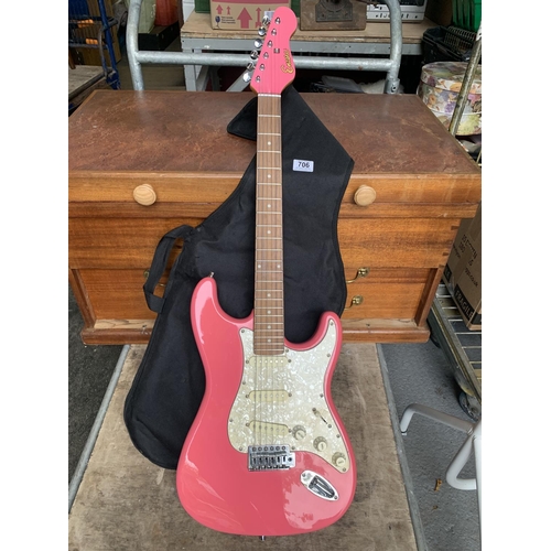 706 - Encore electric guitar in soft case