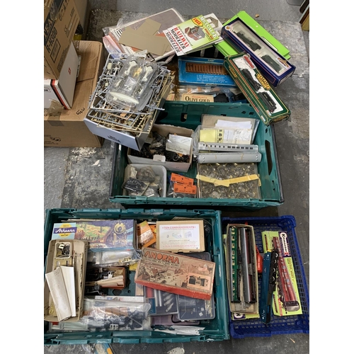 Three trays of model railway parts